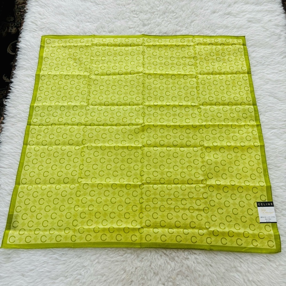 CELINE C Logomania Monogram 100% Cotton Square Bandanna/ Scarf Size 23” x 23” - Picture 12 of 16